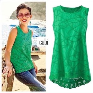“Gemma” Green Eyelet High-Low Tank